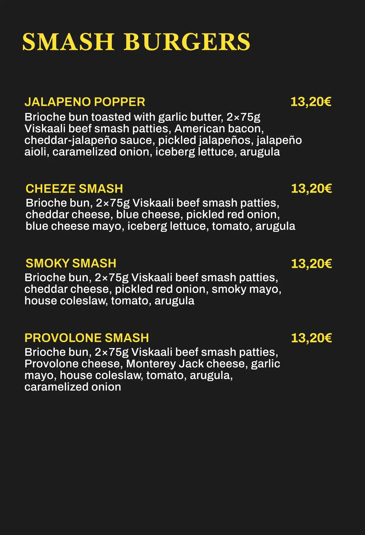 Smash burgers
