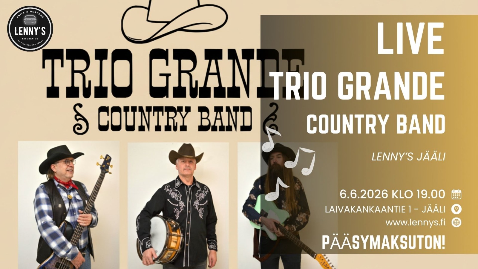 Trio Grande Country Band, keikka poster.